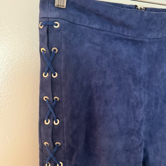 BEN TAVERNITI UNRAVEL PROJECT LEATHER Lace-up Biker Shorts In Dark Blue, Size Sm - Picture 3 of 5